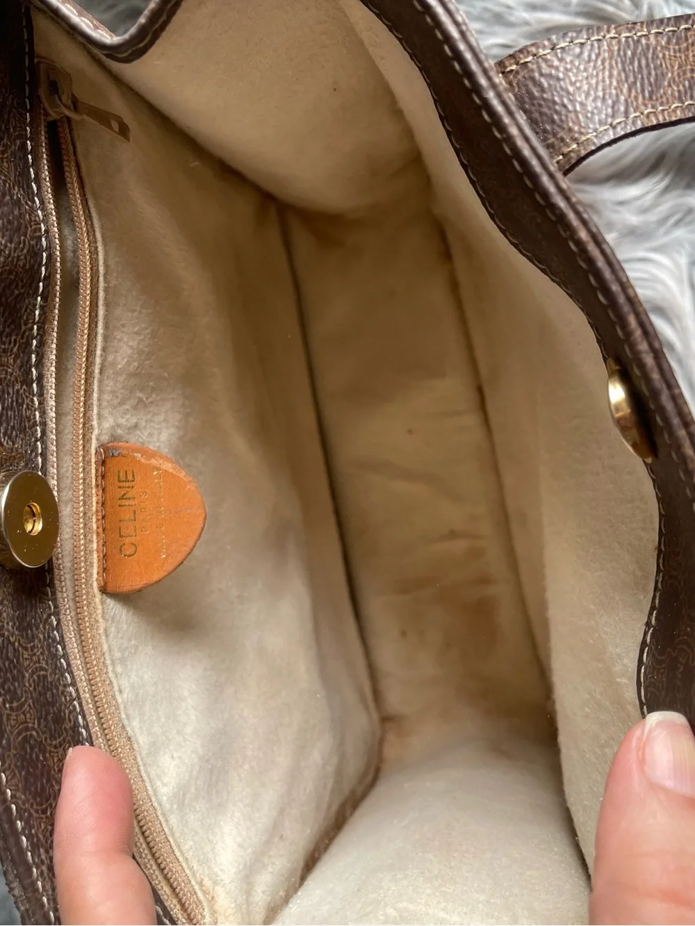 Authentic vintage Celine canvas satchel bag